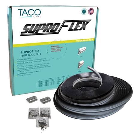 TACO Metals Suproflex Rub Rail Kit – Medium, 80 ft., Black/Chrome (V119990BBK802)