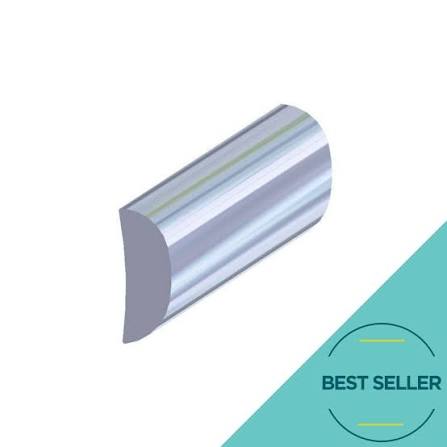 TACO Aluminum Half-Oval Trim 1/2" x 12 ft. – Drilled & Countersunk (A510102TAL12D)