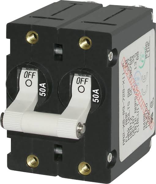 Blue Sea Systems Toggle Circuit Breaker Double Pole 50A White – BSS-7242