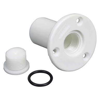 Moeller Flush-Mount Transom Drain Tube with Plug — O-Ring Sealed, Trailerable Boats (114-02030310)
