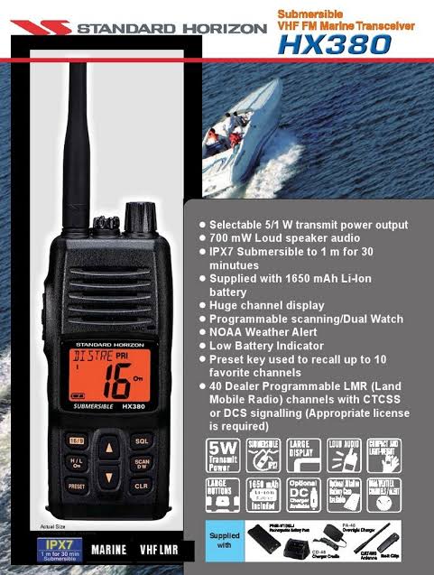 Standard Horizon HX380 Commercial Grade Handheld VHF Radio with Land Mobile Channels