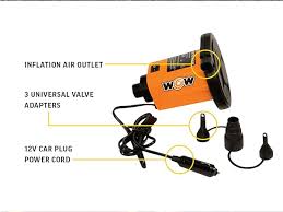 WOW 12V DC Air Pump with 3 Universal Valve Adapters