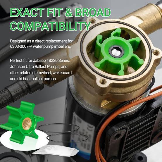 Jabsco 6303-0007-P 6-Blade Green Polyurethane Impeller – Flexible Raw Water Pump