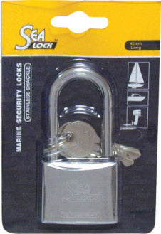 SeaLock Marine Padlock - 40mm (1-37/64") - Long Shackle - Chrome Plated Brass - Stainless Steel
