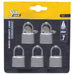 Set of 5 Padlocks,SeaLock, 1-3/16''(30mm), w/ joint key