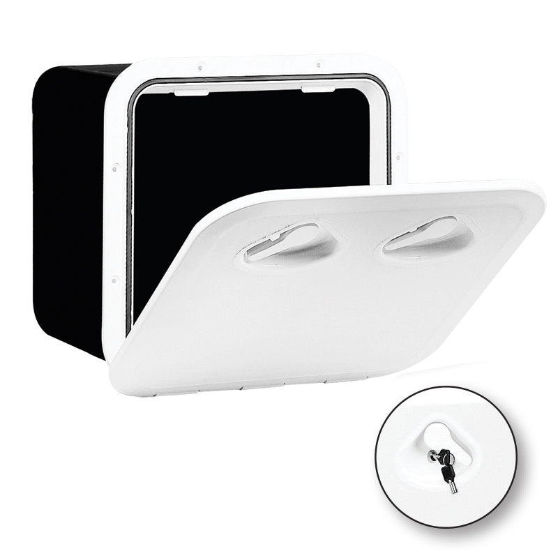 Top Line Storage Hatch with Lock - White 14-9/16" x 14-49/64" (370 x 375 mm)