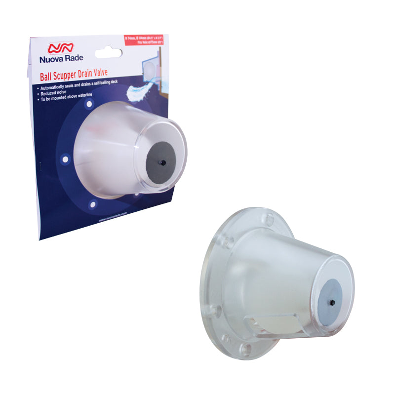 Ball Scupper Drain Valve - 114mm (5") - Cockpit Deck Drain - Self-Draining