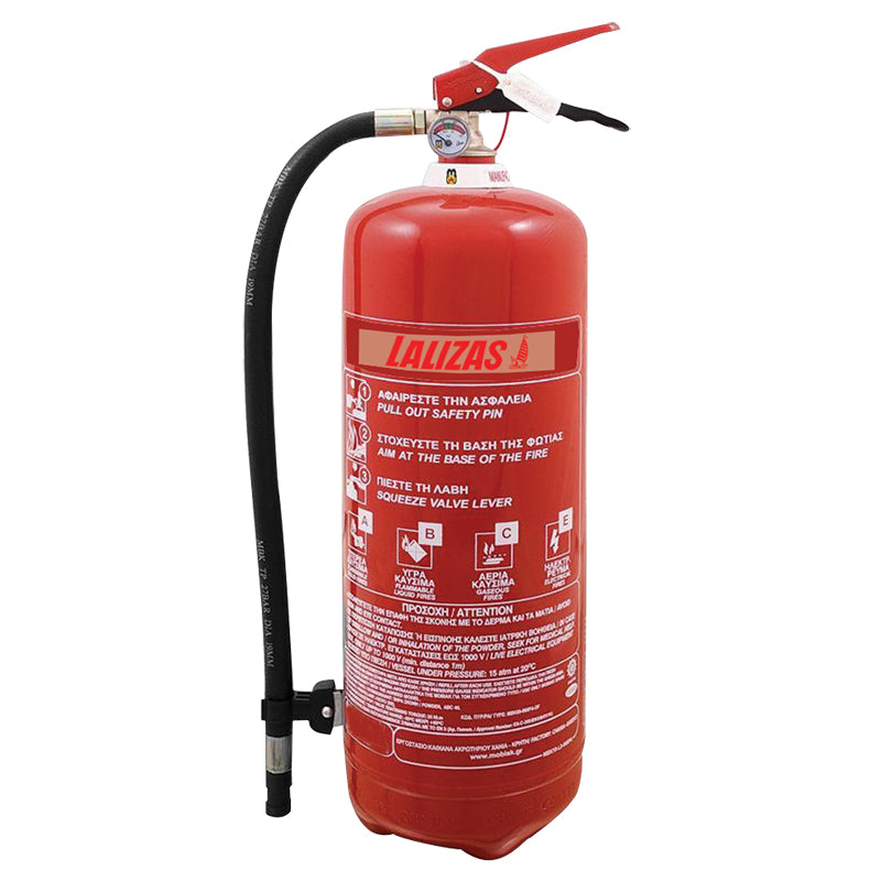 LALIZAS Dry Powder Fire Extinguisher 13.2 lbs (6kg) - MED Approved - with Wall Bracket