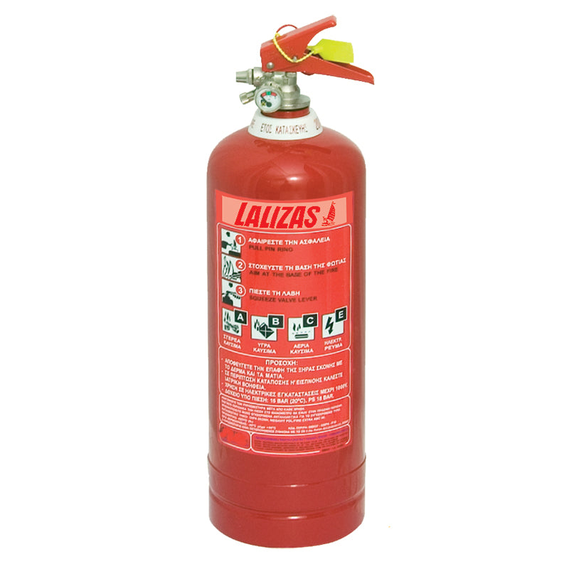 LALIZAS Dry Powder Fire Extinguisher 6.6 lbs (3kg) - MED Approved - with Wall Bracket