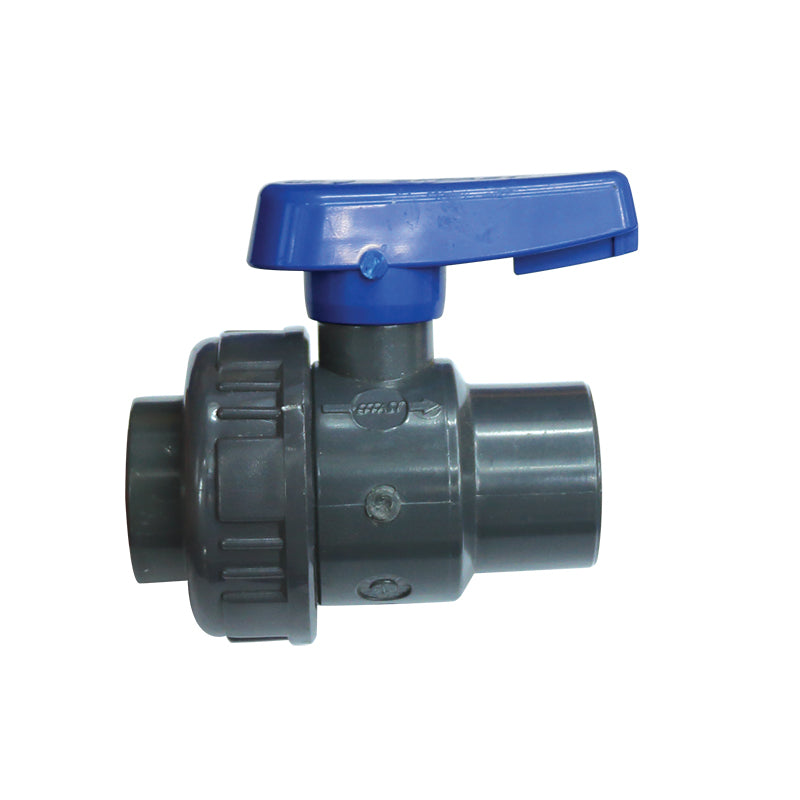 Ball Valve 1/2" Single Union BSPT - Plastic Grey