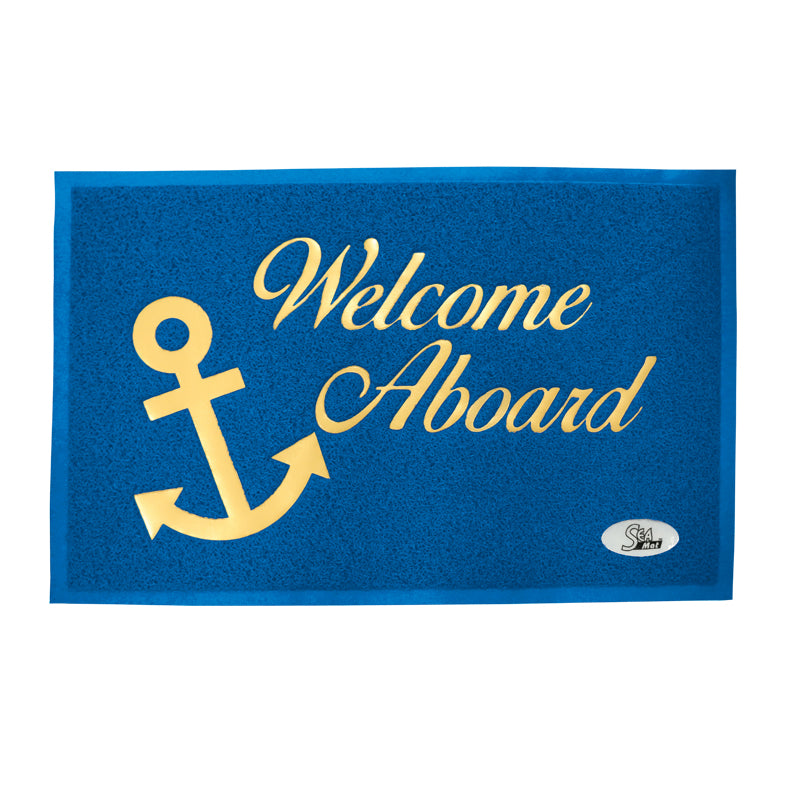 Marine Welcome Mat - Blue PVC with Firm Backing, 15-3/4" x 23-5/8" (40x60cm)