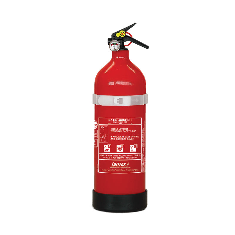 LALIZAS Dry Powder Fire Extinguisher 4.4 lbs (2kg) - MED Approved - Multi-Language (EN/IT/GR)