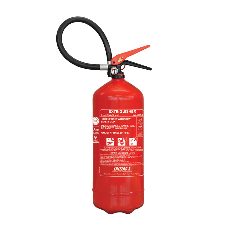 LALIZAS Dry Powder Fire Extinguisher 13.2 lbs (6kg) - MED Approved - Multi-Language (EN/IT/GR)