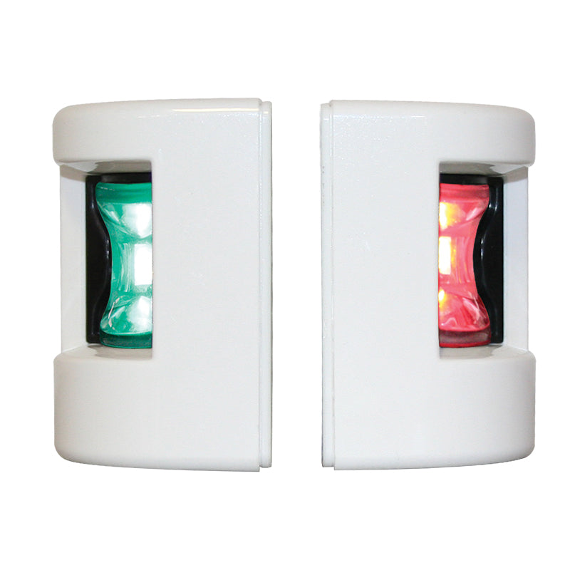 FOS LED 12 Starboard & Port Lights 112.5° Set White Housing 12-15V - Red/Green LED