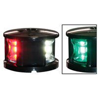 FOS LED 12 Tri-Colour Navigation Light Deck Mounted Black Housing 12-15V - Red/Green/White LED