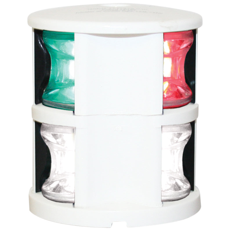 FOS LED 12 Tri-Colour & Anchor Light Deck Mounted White Housing 12-15V - Red/Green/White LED