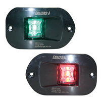 FOS LED 12 Starboard & Port Lights 112.5° Side Flush Mounted Set Black Housing 12-15V - Red/Green LED