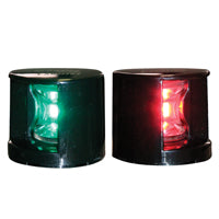 FOS LED 12 Starboard & Port Lights 112.5° Deck Mounted Set Black Housing 12-15V - Red/Green LED