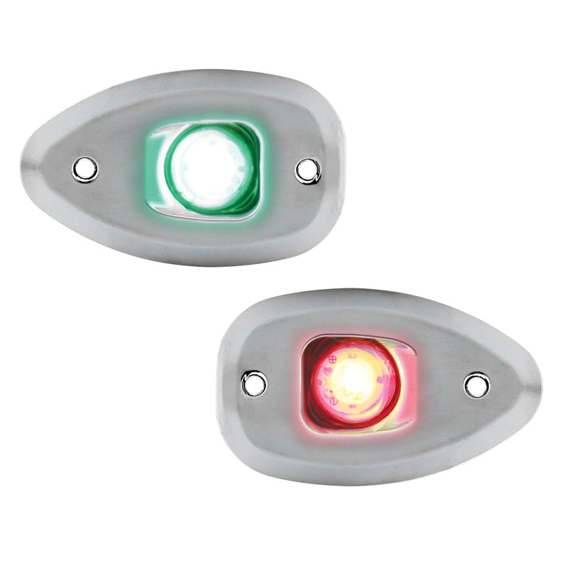 MICRO LED Starboard & Port Lights - 112.5° - Side & Flush Mount - Set - Chrome - with Holes