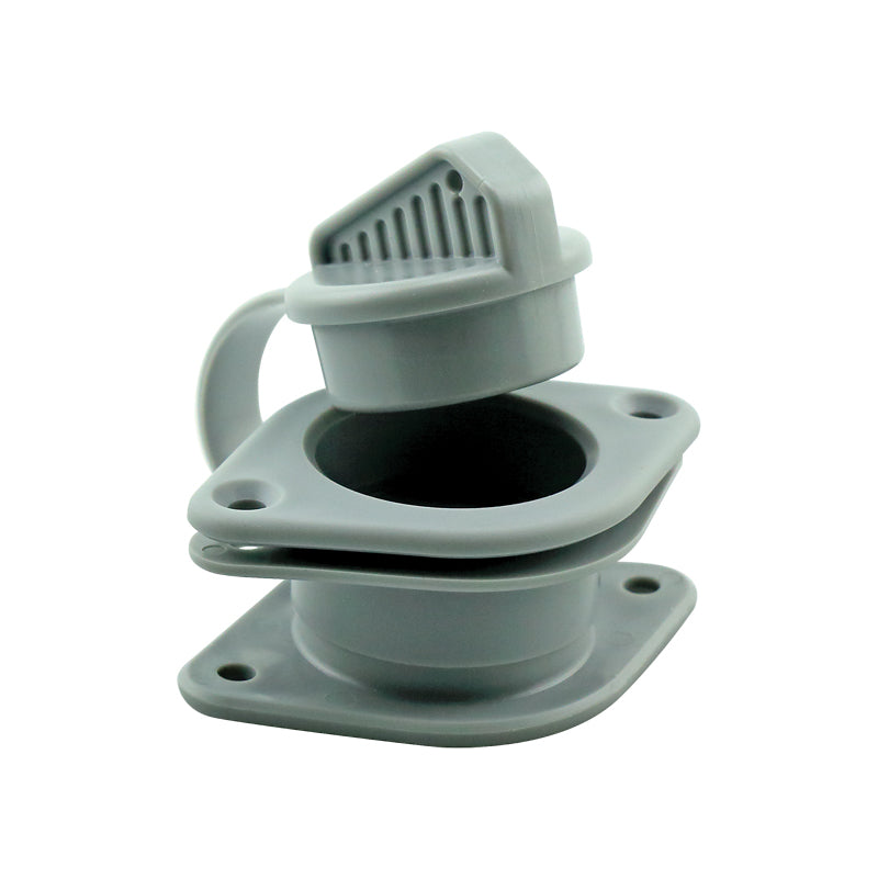 Non-Return Drain Valve Set with Plug - 25mm (1") Transom Mount - Grey - Self-Draining