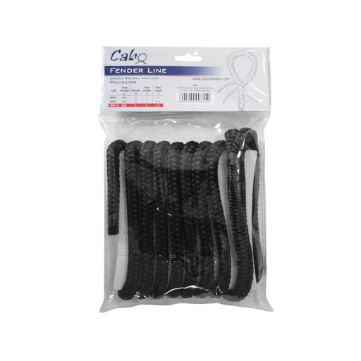 Packaged black fender line with Cabq branding on a white background