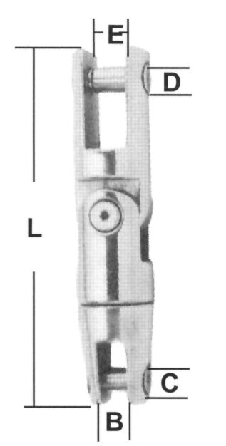 Double Anchor Chain Connection, Inox 316, for Chain 1/4 & 5/16 '' (6 & 8mm)