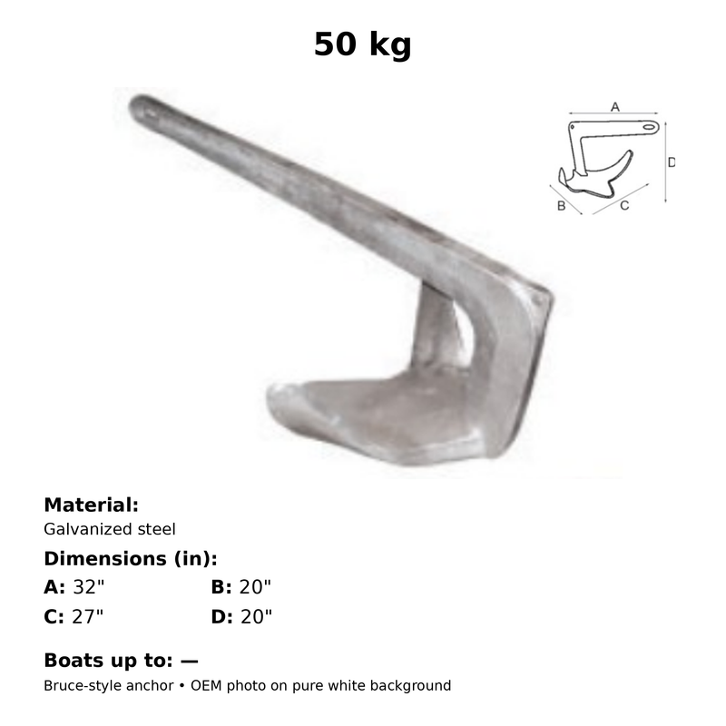 Transat Bruce Style Anchor Galvanized 50kg (TMS Q91150G)