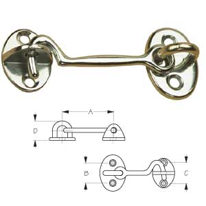 CHR/BRASS DOOR HOOK 2-3/4inin in