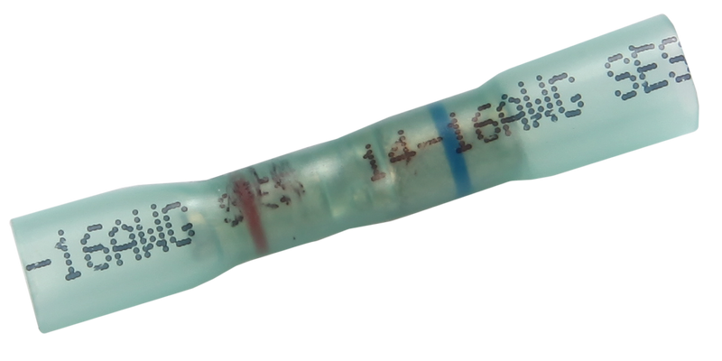Vertex heat-shrink step-down butt connector, 22–18 to 16–14 AWG. One connector shown; select pack quantity.