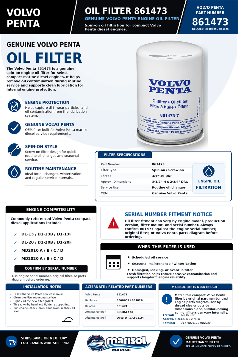 Volvo Penta Oil Filter 861473